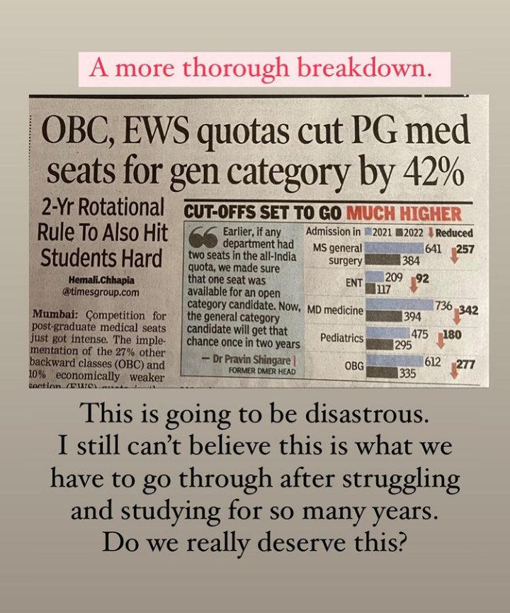 MahimaGautam19's tweet photo. In the future if this trend continues then the merit is going to have 0 value,
the quality of healthcare delivered to this country is going to keep falling That shows if you are worthy and meritorious then also you do not have the chance to stand in the competition 
#reservation https://t.co/S0DByl1qba