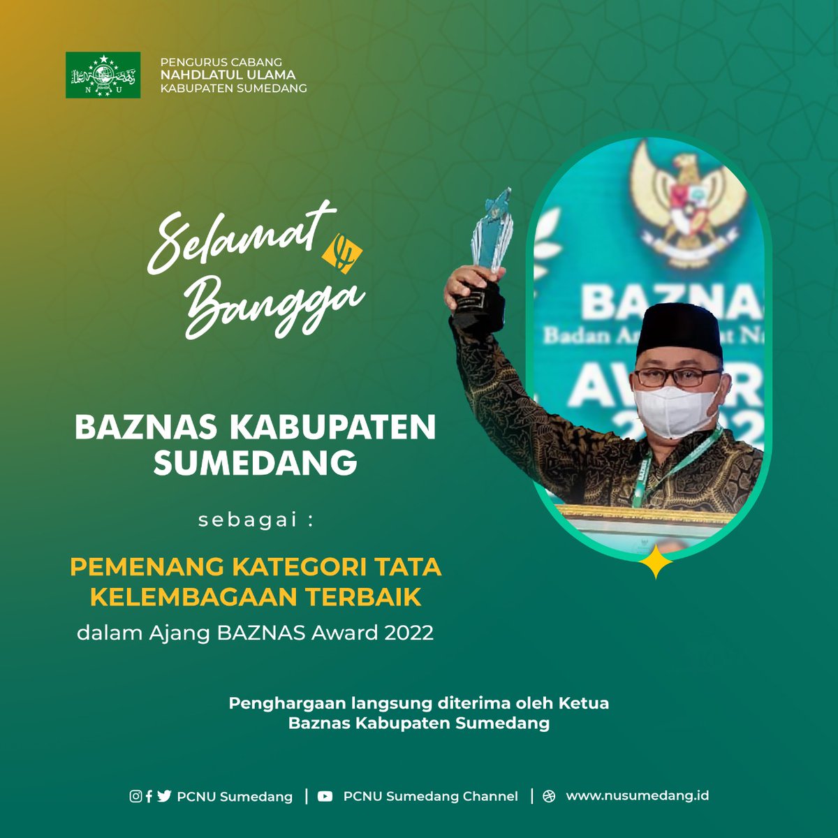 Selamat dan bangga

BAZNAS KABUPATEN SUMEDANG

Sebagai pemenang kategori tata kelembagaan terbaik dalam ajang Baznas Award 2022

<a href="/baznasindonesia/">BAZNAS</a> <a href="/BaznasJabar/">BAZNAS Jawa Barat</a> <a href="/baznas_kab/">BAZNAS Kab Sumedang</a>