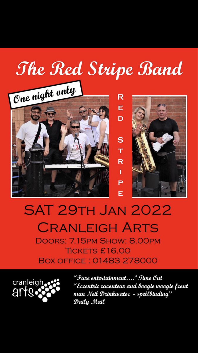 To win two FREE tickets to our first show of 2022 (see below) DM us with the name of the latest Red Stripe Band Album - it’s that easy !!!!