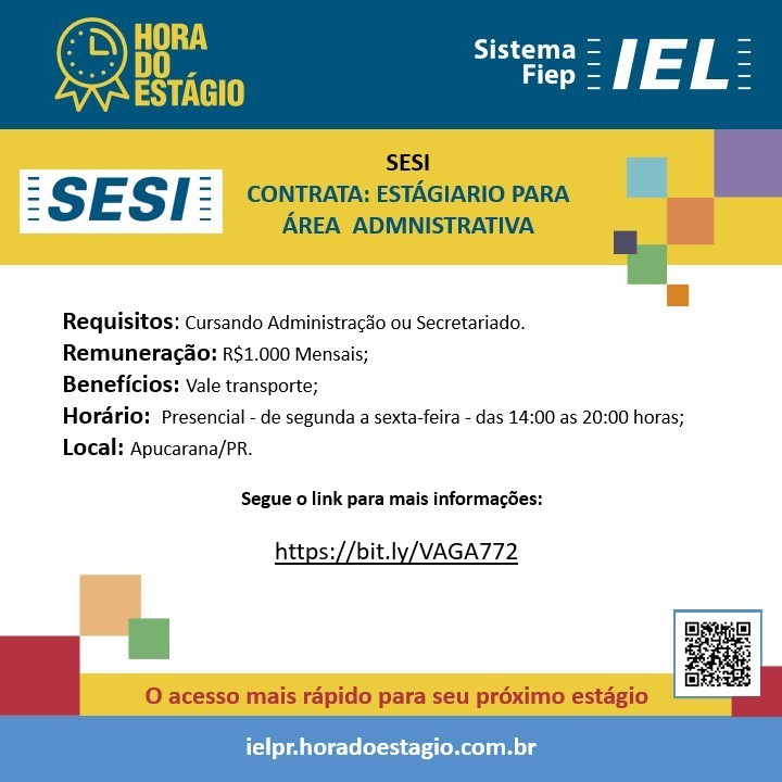 ielpr's tweet photo. ➡ Vaga para Apucarana ⬅

Atenção que cursa Administração ou Secretariado!!

O Sesi está com uma vaga de estágio aberta para compor o seu time administrativo. 

Quer saber mais sobre a vaga? 
👉 https://t.co/JnhQkZHWl1 https://t.co/Zc2mgsAVjv