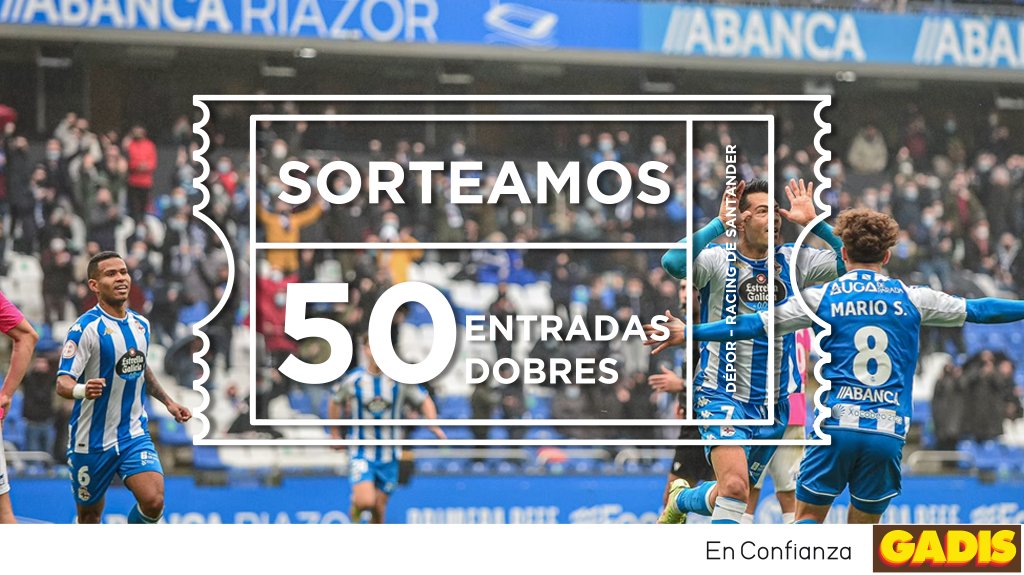 #SORTEO 💙 Queres ir a #ABANCARiazor a vivir o @RCDeportivo – Racing de Santander ⚽? Sorteamos 50 entradas dobres 🎟️ para gozar de primeira man coa emoción do fútbol 🤩! Para participar, só tes que seguirnos e facer RT 🔁. Moita sorte 🍀! BBLL: bit.ly/BBLLEntradasDé…