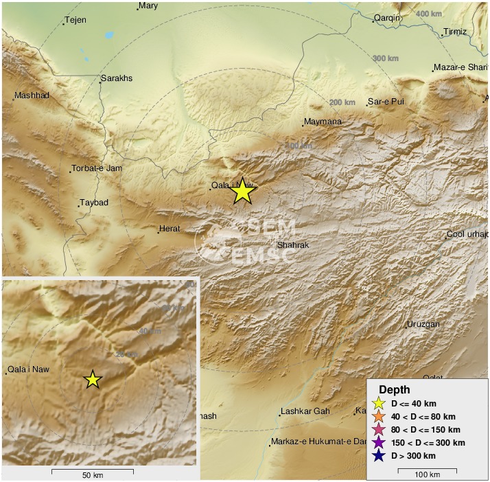 LastQuake's tweet photo. Felt #earthquake (#زلزله) M5.3 strikes 87 km S of #Ghormach (#Afghanistan) 21 min ago. Please report to: https://t.co/V1CnOW8bfJ https://t.co/cOTQp4OzC1