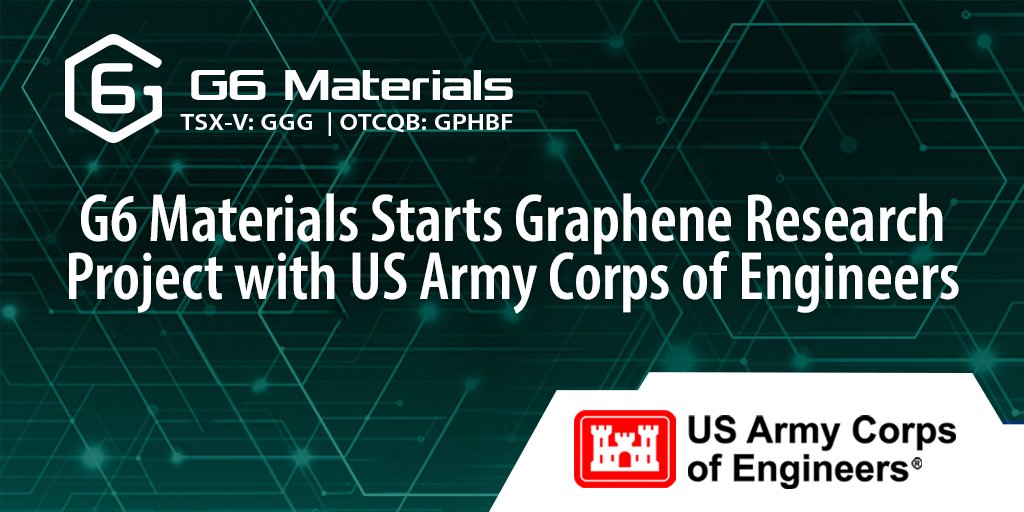 G6 Materials Announces Testing Services Agreement with the U.S. Army Engineer Research &amp; Development Center -- ow.ly/6uuv50HvC6J -- <a href="/G6Materials/">G6 Materials Corp TSX-V: GGG, OTCQB: GPHBF</a> #TSXV $GGG.v #OTCQB $GPHBF #news #newsrelease #graphene #update #tech #technology