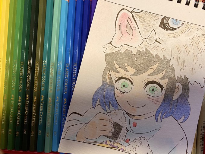 🌙.*·̩͙みぃあんさんがTwitterに投稿した嘴平伊之助(鬼滅の刃)のイラスト。