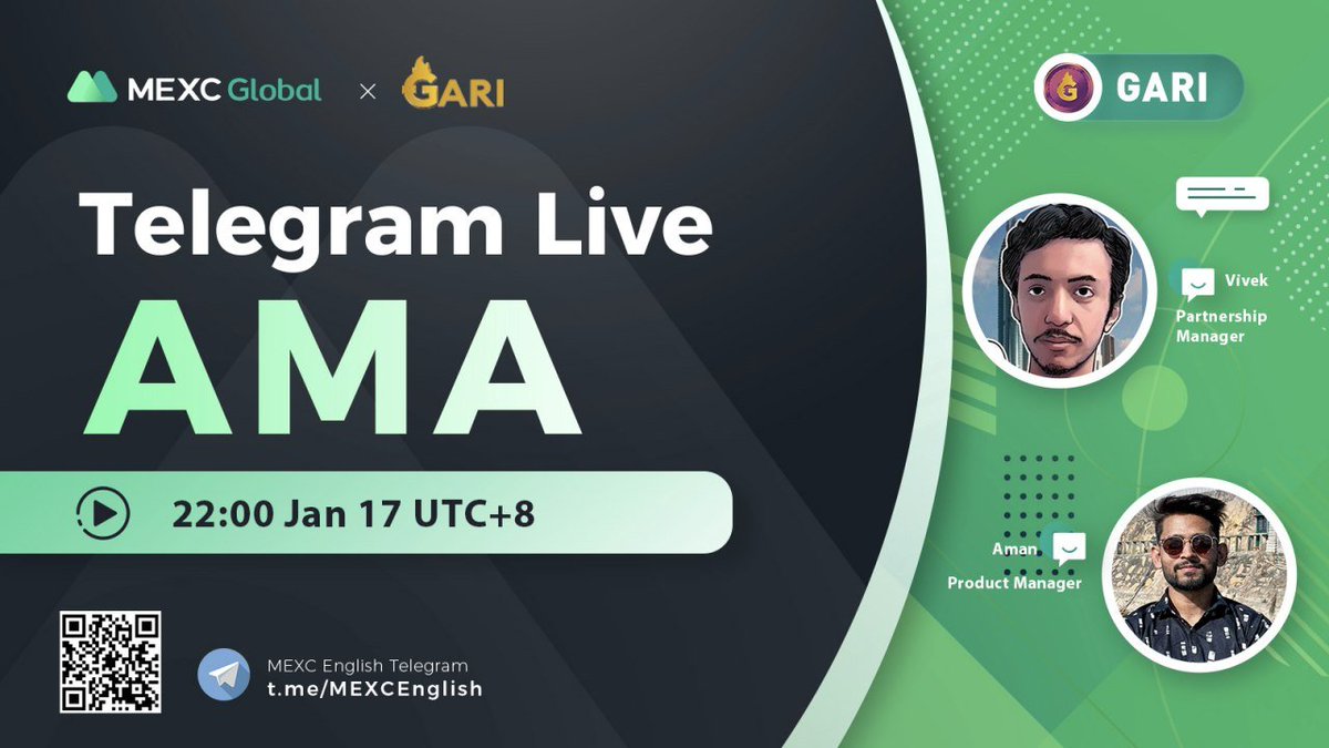 MEXC_Builders's tweet photo. @MEXC_Global AMA with @GariToken $GARI

📍TG group: https://t.co/vHQCe8QFTD
⏰22:00 Jan 17 (UTC+8)

✅Follow @GariToken &amp; @MEXC_Updates &amp; @MEXC_Fans
✅RT &amp; Like &amp; Tag 3
✅Comment

🌈10 ppl* 10 $USDT

💚Follow us for more #giveaway https://t.co/MbfqeUN7L4
