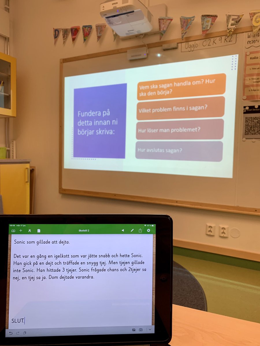 Jag gör ett avbrott i Coronaeländet som råder och bjuder på en saga från årskurs 1. Ett första utkast är färdigt och de läser fnittrandes upp sin saga och kan ta ut sagans olika delar. Hur kan man bli annat än lycklig? #STL #Mariehällsskolan