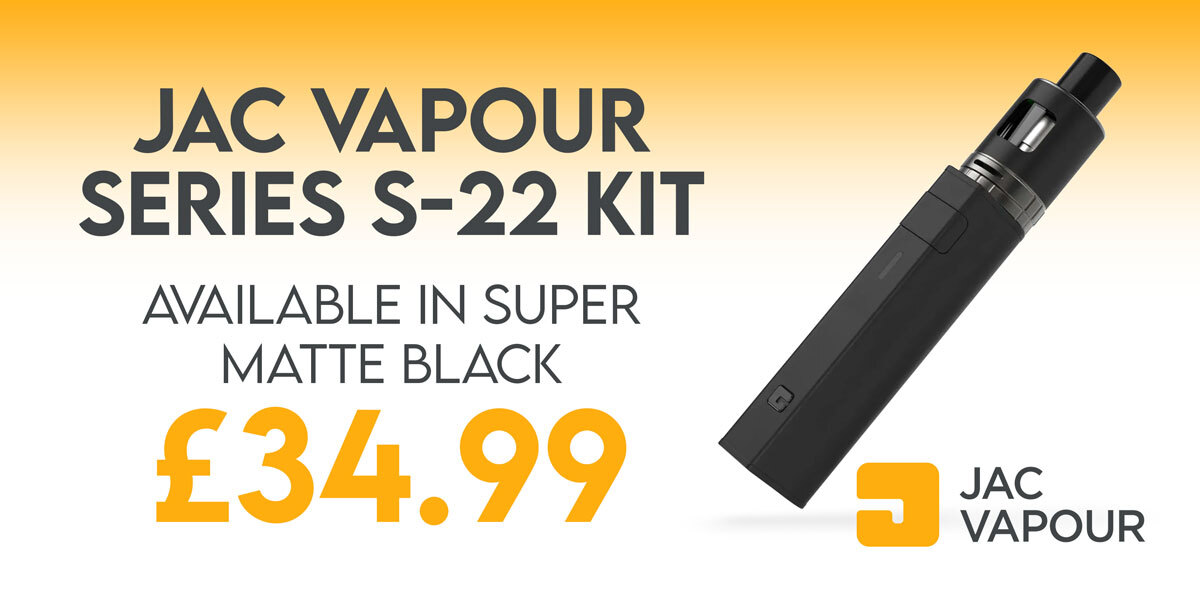 Vapable's tweet image. The Jac Vapour Series S-22 is a fantastic starter kit. Comprising of a long lasting 2600mAh battery with a 2ml top filling tank. The tank has adjustable airflow and with multiple coil choices to make your vape personal to you.

vapable.com/product/jac-va…

#vaping #vapenation #vapeon