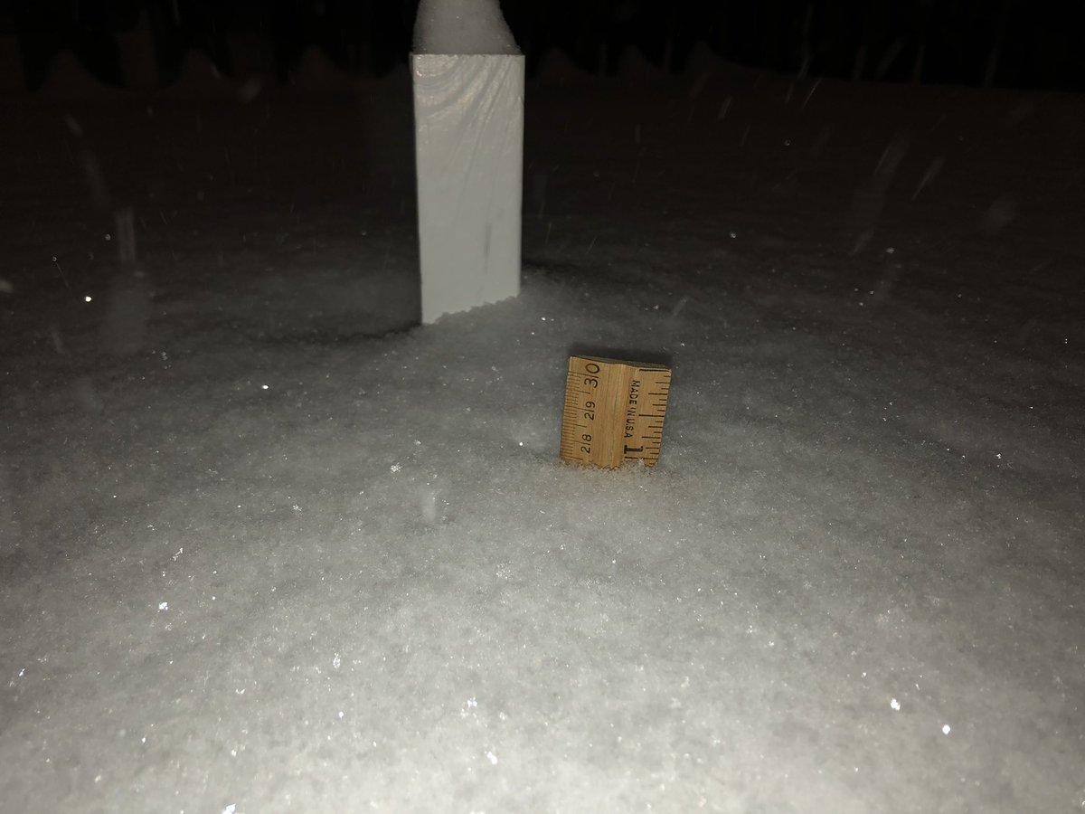 RyanR1218's tweet photo. Just measured 27.5 cm of snow in Whitby at 7 A.M. and still coming down heavy! This was all surfaces including the street. #onstorm #onwx https://t.co/5m7hinBELU
