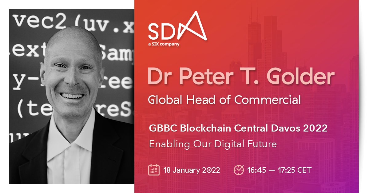 petergolder's tweet photo. Join me at the @GBBCouncil #CentralDavos2022, where I will explore the topic of enabling our digital future! 
Registration: https://t.co/lpVBKVBVZV
Tomorrow, 16:45 CET
#SIXdigitalexchange #DLT #blockchain #digitalassets https://t.co/cVHWpEM8aa