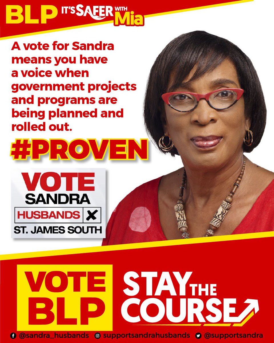 “Presenting the key elements of my vision for St. James South.” <a href="/supportsandra/">SANDRA HUSBANDS</a> 

#VoteBLP #StayTheCourse #SaferWithMia #ReElectSandraHusbands #blpmanifesto2022

See our constituency report and manifesto here - bit.ly/SandraHusbands…