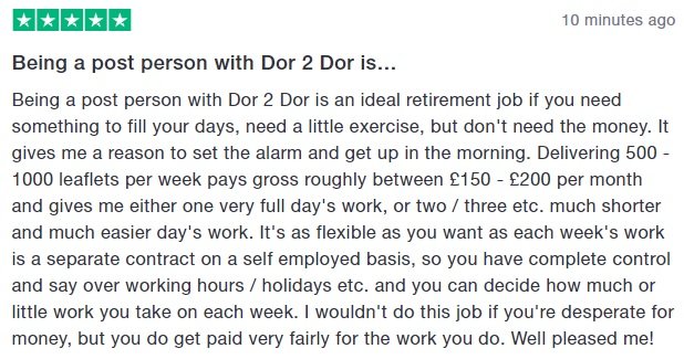 Dor2Dor's tweet image. 👍🏻 A review from one of our happy post people! 👍🏻

#work #dor2dor #local #leafletdesign #leaflets #postpeople #postperson #retired #review #walk #excerise #job #fitness #walking #mentalhealth #walk