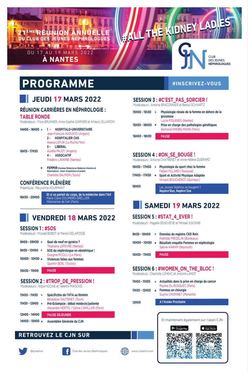 AldjiaHce's tweet photo. 🥁 Roulements de tambour…. Ou de vibraphone ;)…. On sait que vous l’attendiez tous, voici le programme de la Réunion Annuelle du CJN #All_The_Kidney_Ladies 🤩🤩🤩@CJNephro #Nantes #17au19mars #Inscriptionsouvertes #NephroRun 🏃♂️ #NephroZen 🧘 https://t.co/CwSYzzmU4t