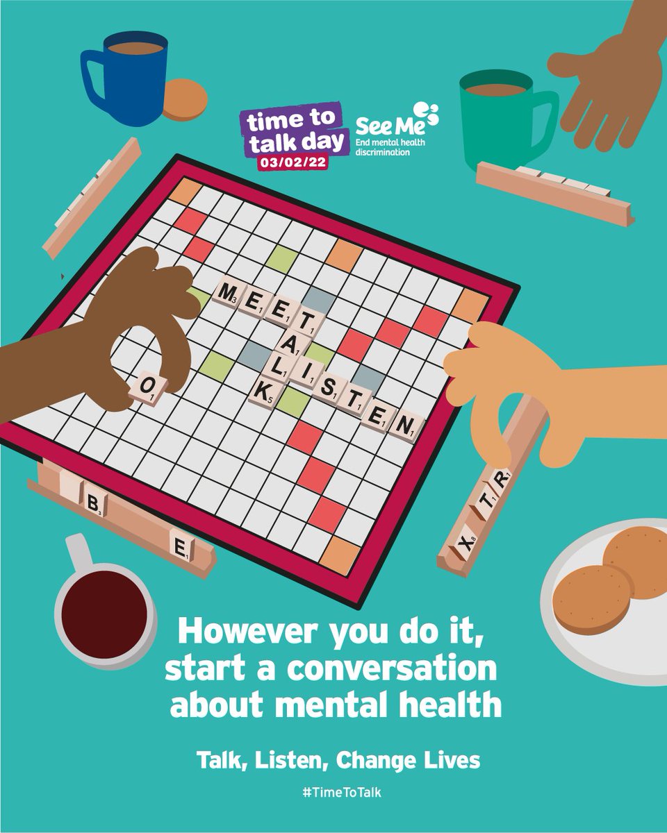 Talking about mental health, and really listening can make a huge difference for people. Use #TimetoTalk day to show that we all need to be part of the change. Order your resources here seemescotland.org/seeus/campaign…