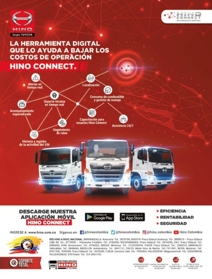 cargapesadacol's tweet photo. Mayor seguridad y rentabilidad con una herramienta de características únicas en el país, #HinoConnect de @HinoColombia:
https://t.co/vADMHiFhGE
#RevistaCargaPesada
#CargaPesada https://t.co/girZMtDczl