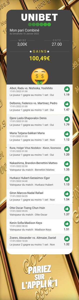 GoBill10's tweet image. Hé mercé @UnibetFrance #TeamParieurs #OpenAustralie #openAustralia