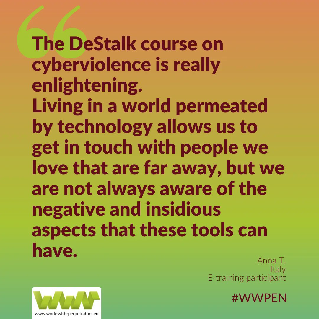 wwp_en's tweet photo. The #DeStalk e-learning course helps #European public authorities, victim/survivor support organisations &amp; perpetrator programmes learn about #cyberviolence and #stalkerware. You can now sign up to the course: https://t.co/vTlNWsouZp #wwpen #TechFacilitatedAbuse @StopStalkerware https://t.co/lv7hcAUtgc