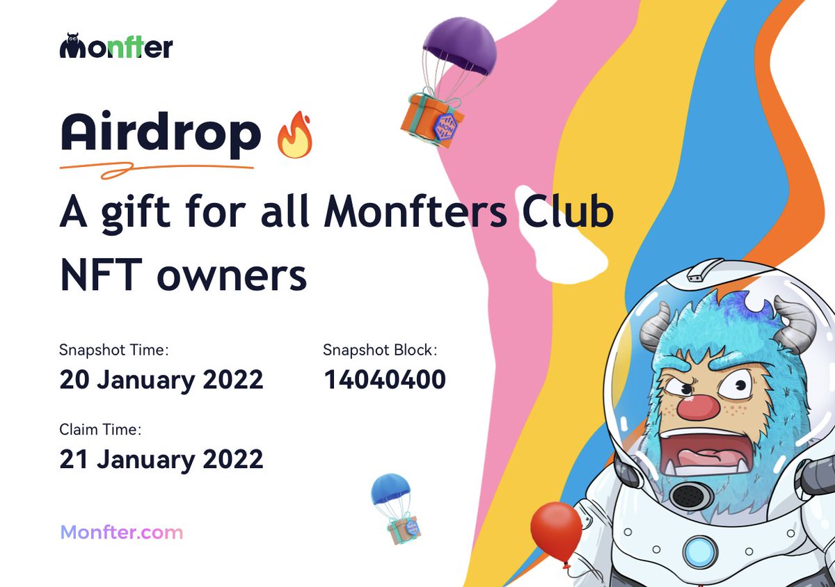 monftersclub's tweet photo. Bringing gifts to the world of NFTs has always been Monfter's belief. #NFTs #airdrop https://t.co/nTHnC7HI5P
