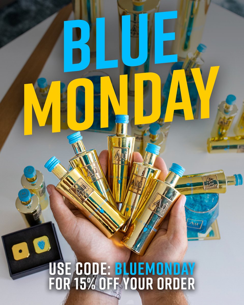 AuVodka's tweet photo. Blue Monday doesn't have to be so blue!

Use code: BLUEMONDAY for 15% off your order!

https://t.co/2F0kV3weSP https://t.co/ouK26ADAWB