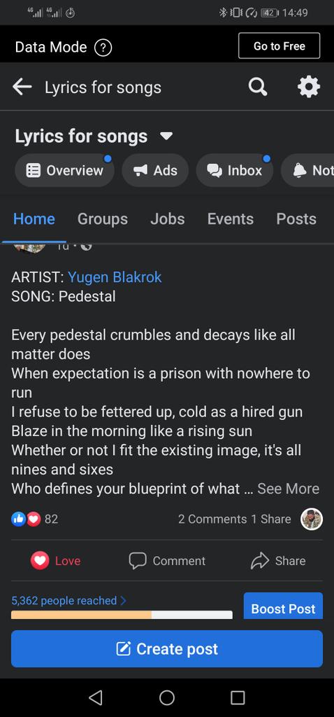 iam_youngwise's tweet photo. This is how much I love @YugenBlakrok #pedestal song 😭😭posted lyrics on my 80k+ followers Facebook page 😭 this year I wanna see her topping SA charts❤️ break world records❤️ make more lucrative deals💕 https://t.co/8emnsipMTn