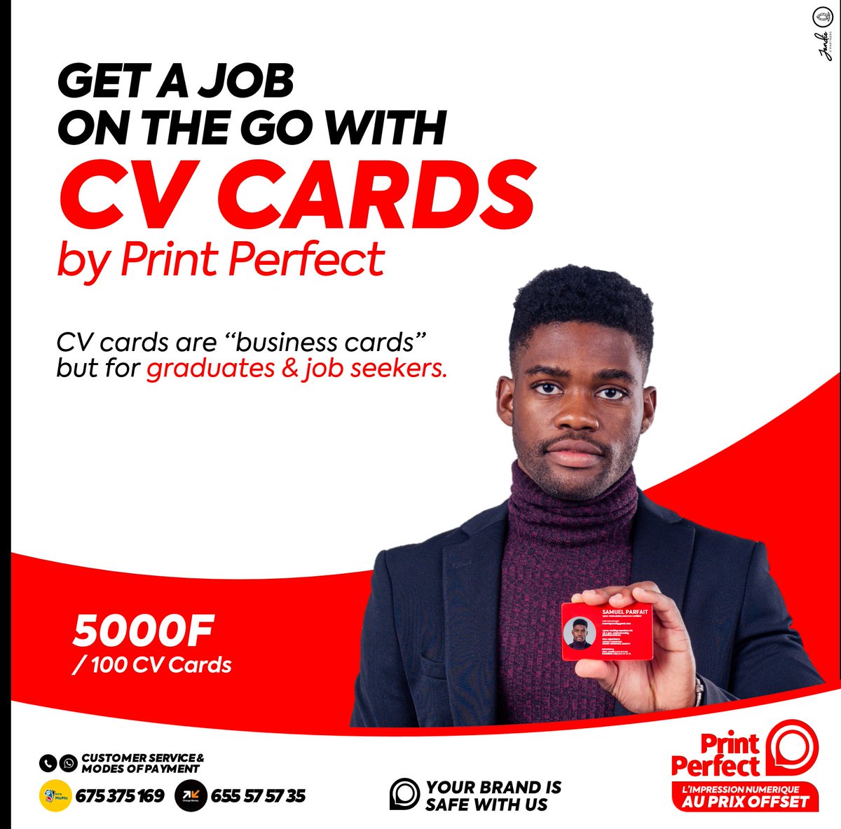 PrintPerfect237's tweet photo. We are helping graduates and job seekers broaden their chances of landing a job. 
Kindly recommend or get one for your self today. 
Please support our initiative to make our country a better place.  
Kindly contact 675375169 for more information. https://t.co/Jx3u0k0Z7P