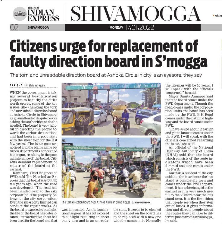 ArpithaTNIE's tweet photo. Citizens #Shivamogga demand replacement of direction board
#RoadSafety #roadmap #roadtrip #development #infrastructure #directionboard #nationalhighway https://t.co/b8NGIa9gCH