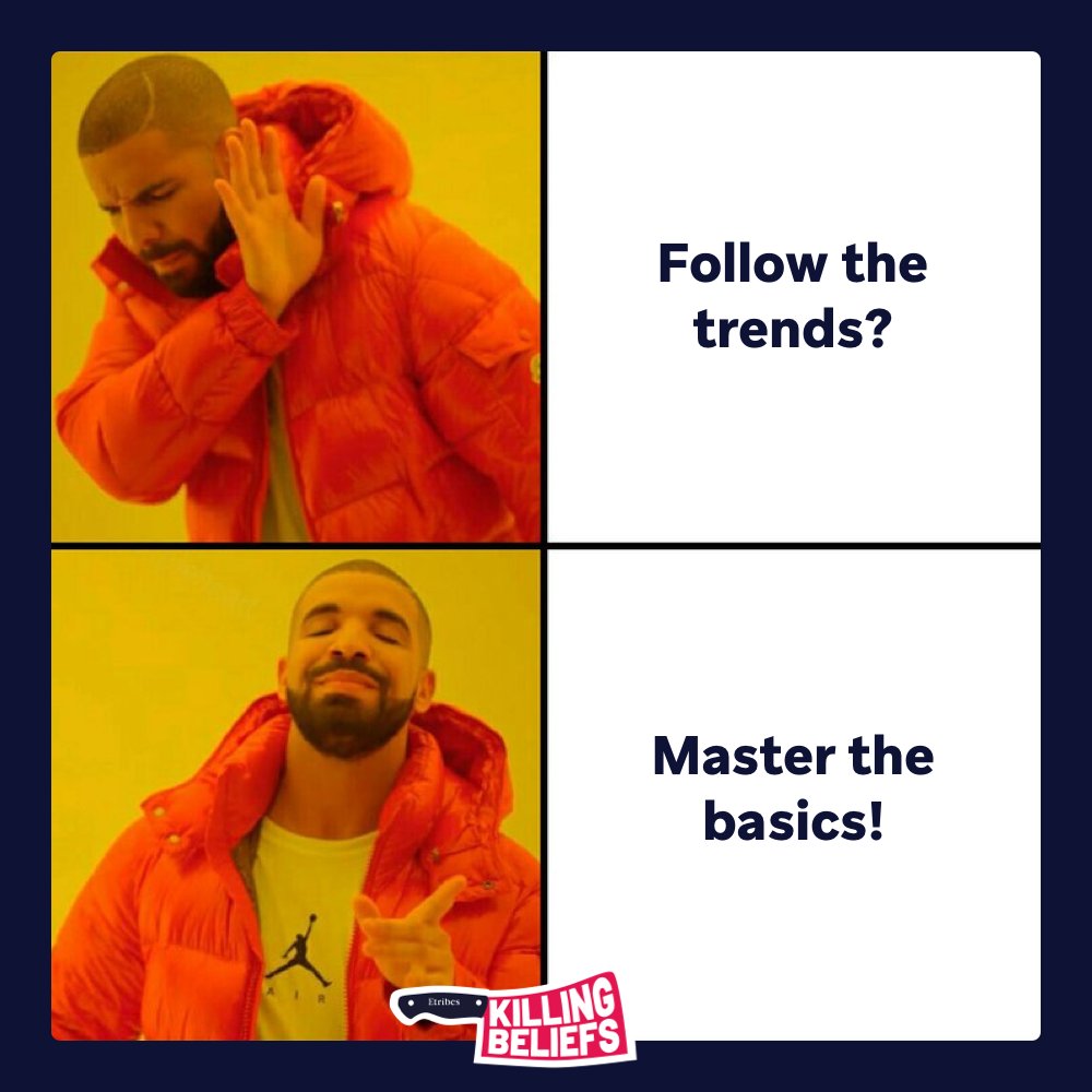 People tend to rush to the latest trends. The motivation behind it is fantastic! But many people forget the most important thing about it:

You can‘t follow trends if you don't master the basics (yet).

#TrendingNow #ecommerce #DigitalTransformation   #Digitalisierung #consulting