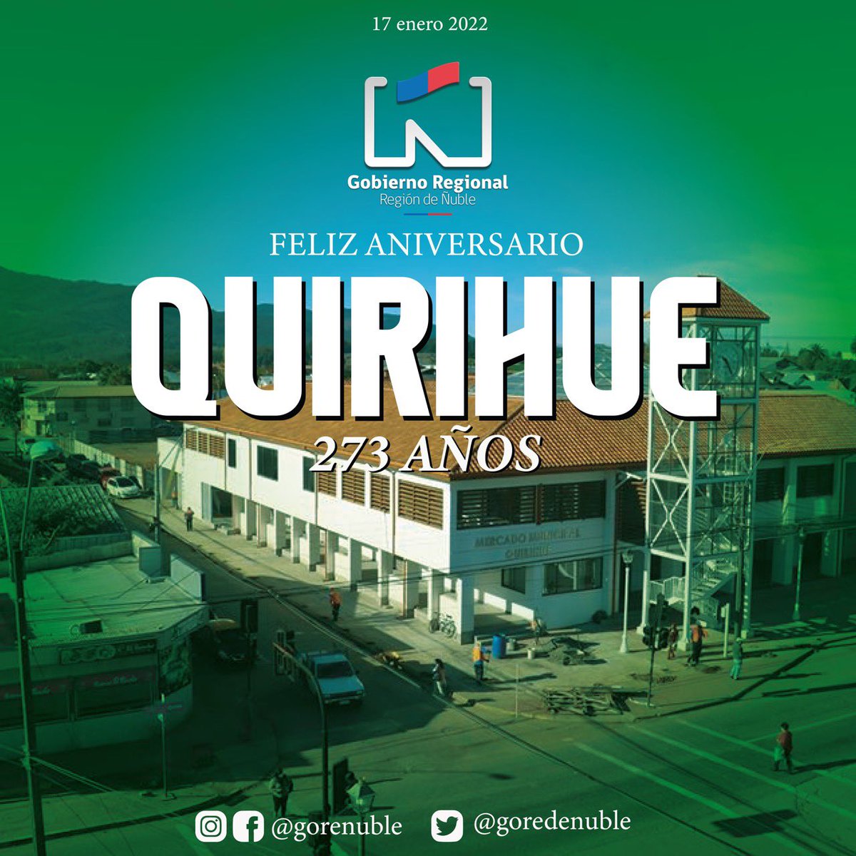 goredenuble's tweet photo. 🎉Feliz Aniversario Quirihue!! Un gran saludo a todos quienes habitan esta histórica comuna del Valle del Itata, que hoy cumple 2⃣7⃣3⃣ años desde fue fundada por el gobernador Domingo Ortiz de Rozas. https://t.co/N1wMYu8jcU