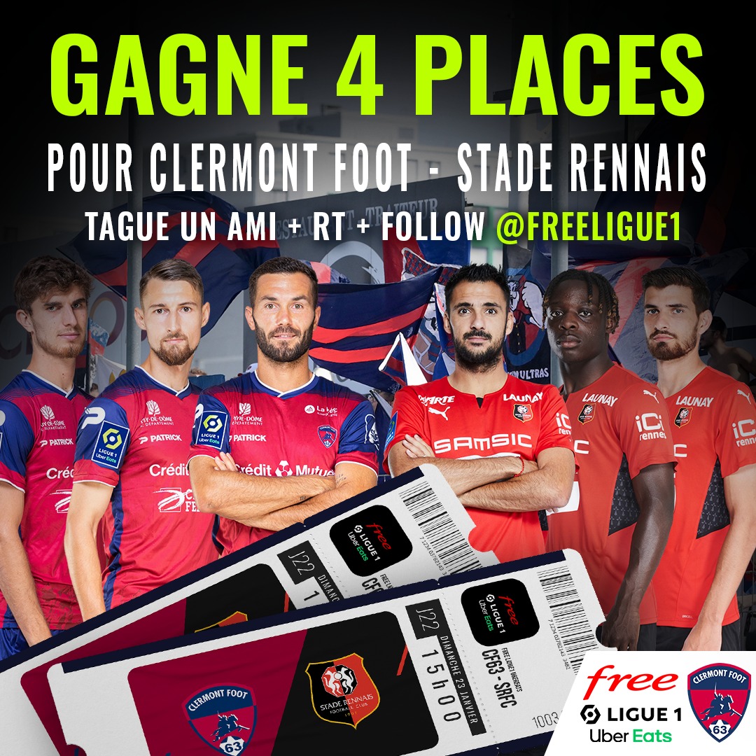 FreeFoot's tweet photo. [#JeuConcours 🎁] Il n'y a pas de #BlueMonday qui tienne ici ! Cette semaine, on t'offre la possibilité d'aller supporter le @ClermontFoot face au @staderennais dimanche à 15h, t'es chaud ? 4 places sont en jeu ! 🌋

Pour participer :
👉 RT + Follow @FreeLigue1 
👉 Tag un pote https://t.co/GUDV1qJsys