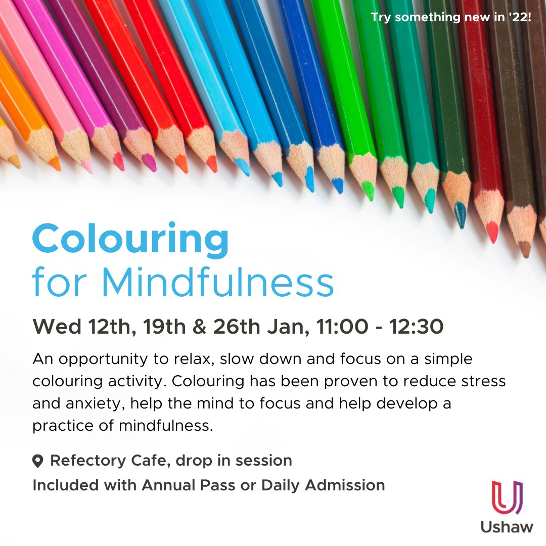 On Wednesday 19th & 26th January take the opportunity to relax, slow down and focus on a simple colouring activity with 𝗖𝗼𝗹𝗼𝘂𝗿𝗶𝗻𝗴 𝗳𝗼𝗿 𝗠𝗶𝗻𝗱𝗳𝘂𝗹𝗻𝗲𝘀𝘀 🎨

Discover 𝗧𝗿𝘆 𝗦𝗼𝗺𝗲𝘁𝗵𝗶𝗻𝗴 𝗡𝗲𝘄 𝗳𝗼𝗿 ‘𝟮𝟮 here: http://ushaw.org/whatson/try-something-new-in-22/

#Ushawesome #NewIn22 