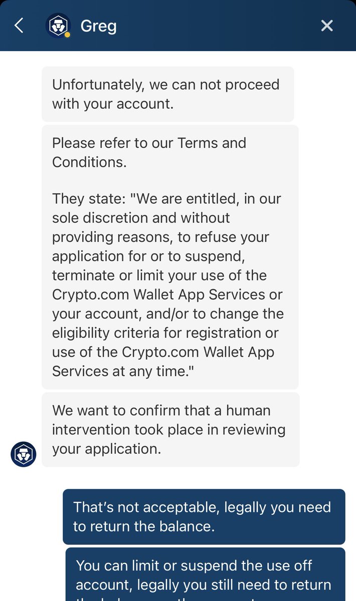 XrHempy's tweet photo. @cryptocom Please think before using this exchange, they can freeze your account without providing reasons at their discretion. https://t.co/vg5xCrBSCj