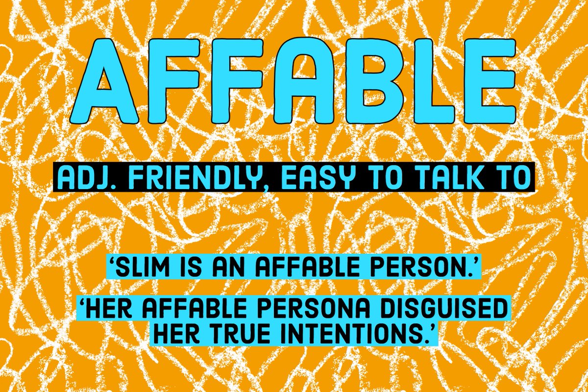 LeysEnglish's tweet photo. #wordoftheweek The adjective 'affable' 😊
@LeysCambridge https://t.co/OOOFBSfgwv