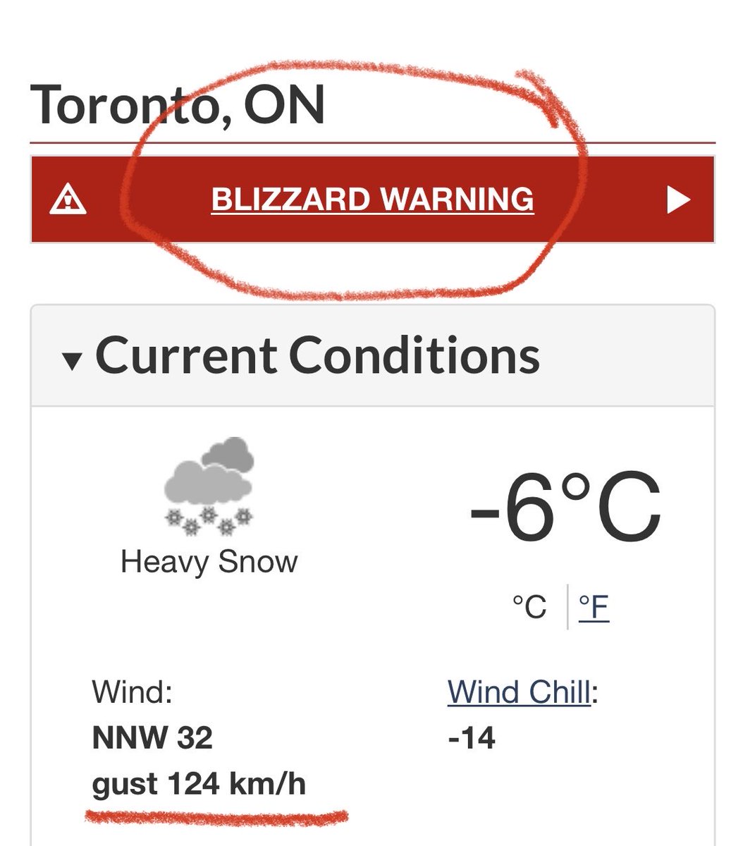 ***UPGRADED WARNING***
It has been a LONG time since we have experienced a “Blizzard Warning”. We have seen a peak gust now over 120km/h! This is serious stuff, and nothing is worth heading out in these conditions.  #Winterstorm #Zerovisibility #Snow #Blizzard #Toronto