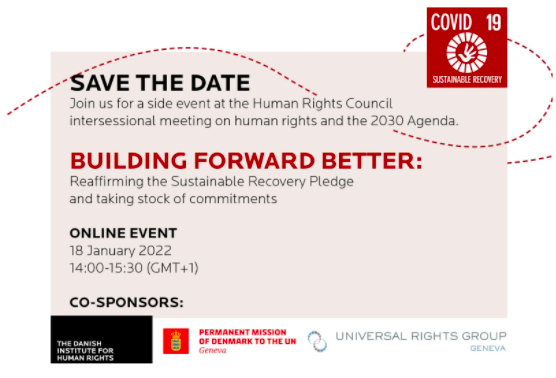 URGthinktank's tweet photo. 🔎 Are we #BuildingBackBetter and upholding the pledges of the #SustainableRecoveryPledge❓
Join our side event to the @UN_HRC meeting on #HumanRights & the #2030Agenda
📅 18 January 2022
🕑 14:00-15:30 CET
💻 Online
🗣️ EN - FR - ES
Sign up here ➡️ https://t.co/CAmNo6bcJH https://t.co/sq0NmMtuTf