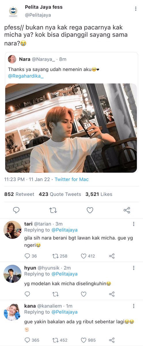 cyruscentt's tweet photo. #taekookau -lokal

‘𝐅𝐞𝐥𝐢𝐜𝐢𝐭𝐲’

Gausah cari gara gara sama gue, lo bakalan cape cari celah gue.

- Micha - https://t.co/SYX7HR7yBT