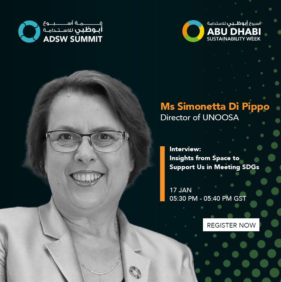 Today I am speaking at the #ADSW2022 &amp; discussing the latest trends in #space shaping the world’s #sustainability agenda.
 
Tune in to hear about #Space4SDGs #SpaceSustainability &amp; more. Follow <a href="/ADSWagenda/">ADSW</a> for more details and register today at: adsw.ae