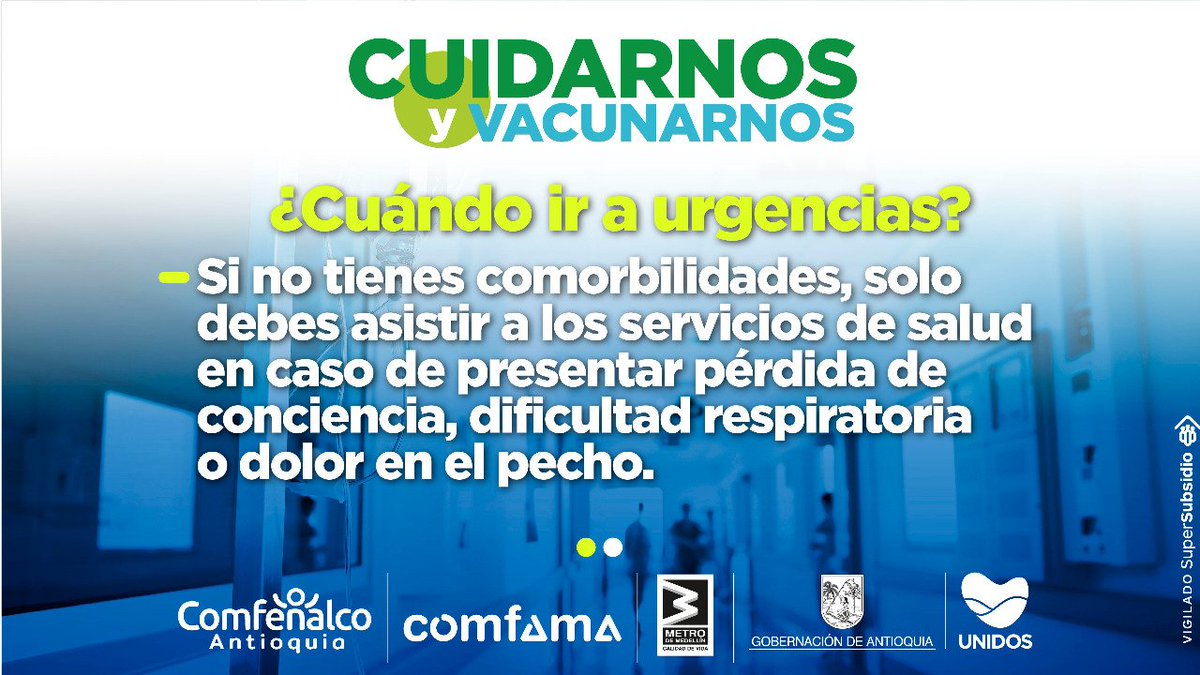 GobAntioquia's tweet photo. #CuidarnosYVacunarnos 💉 | Prevenir la propagación del COVID-19 depende de todos.

Si presentas síntomas respiratorios leves🤧 aíslate durante 7 días🏠 y consulta a través de telemedicina.📱👩‍⚕️ NO es necesario que asistas a los servicios de urgencias.🏥

¡UNIDOS por la VIDA! 💚 https://t.co/fGCiqXSMXE