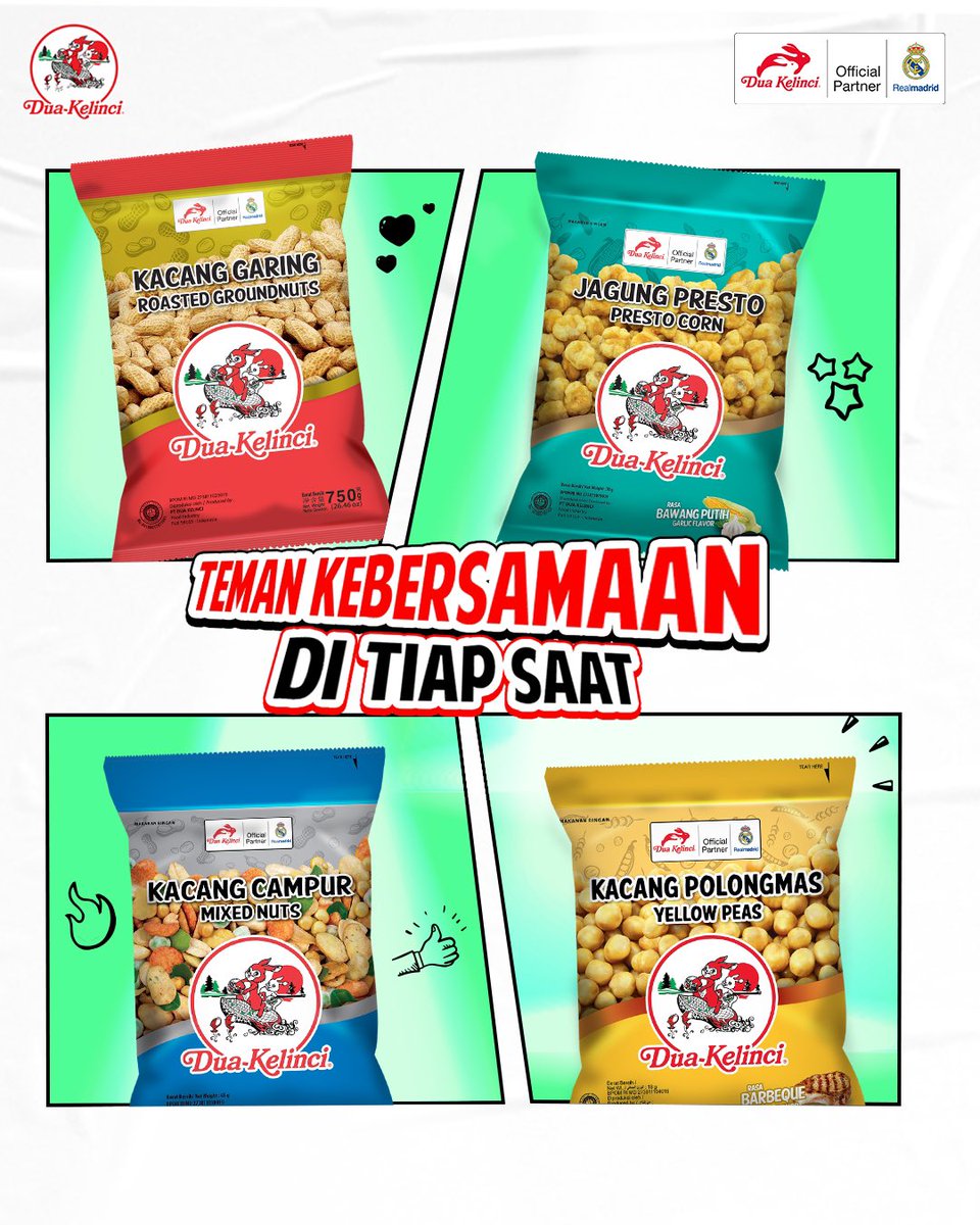 DuaKelinci's tweet photo. Mulai dari bimbingan online, hiking sama teman, hingga nonton bola, jangan pernah lupain sama yang selalu temenin kebersamaan kamu.
#KacangDuaKelinci punya banyak varian dan rasa yang bisa bikin momen kebersamaan kamu semakin berarti.
#TemanKebersamaan #TipeTeman #TipeKacang https://t.co/fayQtlUqGL