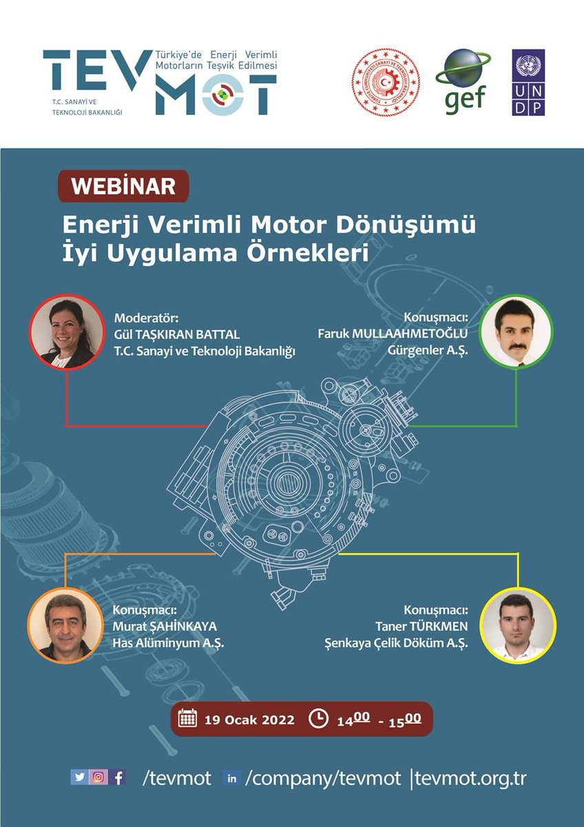 Daha yüksek #EnerjiVerimliliği⚙️, daha düşük karbon ayak izi👣

<a href="/tevmot/">TEVMOT</a> Projemiz bu çarşamba günü, desteklediği enerji verimli motor dönüşümünün iyi uygulamalarını konuşacak.🗨️

📅 19 Ocak - 14.00
Şimdi kayıt olun🔗 bit.ly/3A5k5eZ