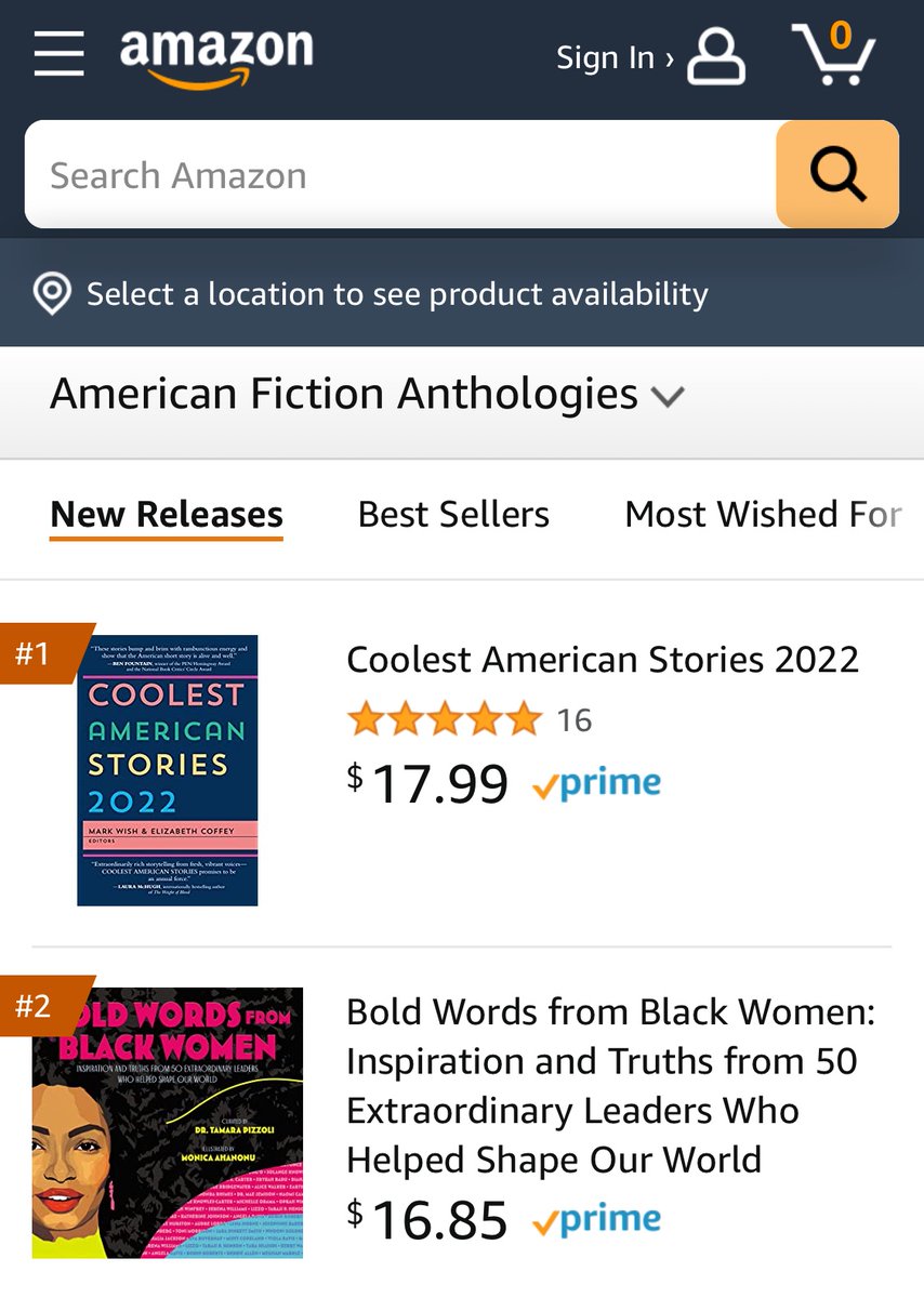 Happy to report COOLEST 2022 is #1 on Amazon's fiction anthologies new releases list.

Thank you, those of you who've ordered/given us customer reviews. &amp; thank you, those who still will!

amazon.com/COOLEST-AMERIC…

#WritingCommunity #BookRecommendations #Books #Reading #fiction