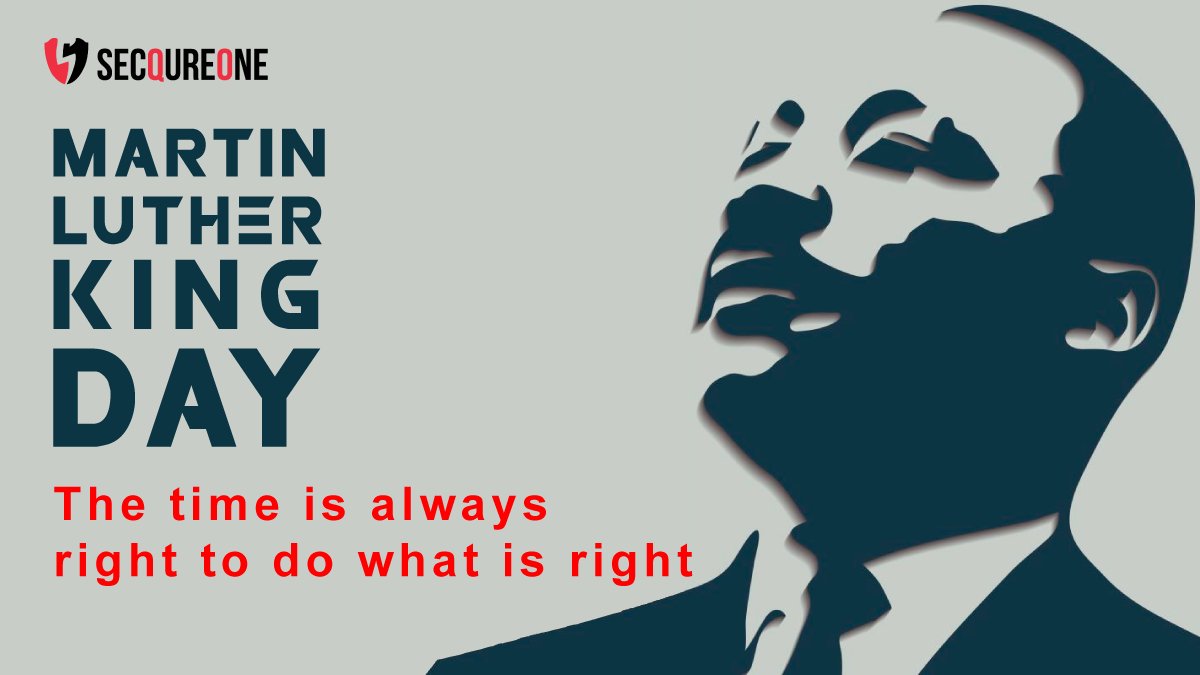 secqureOne's tweet photo. Martin Luther King Day 2022..!

#mlkday  #martinlutherkingjr  #secqureone #staysecure #cybersecurity https://t.co/8Y0UyXDv8C