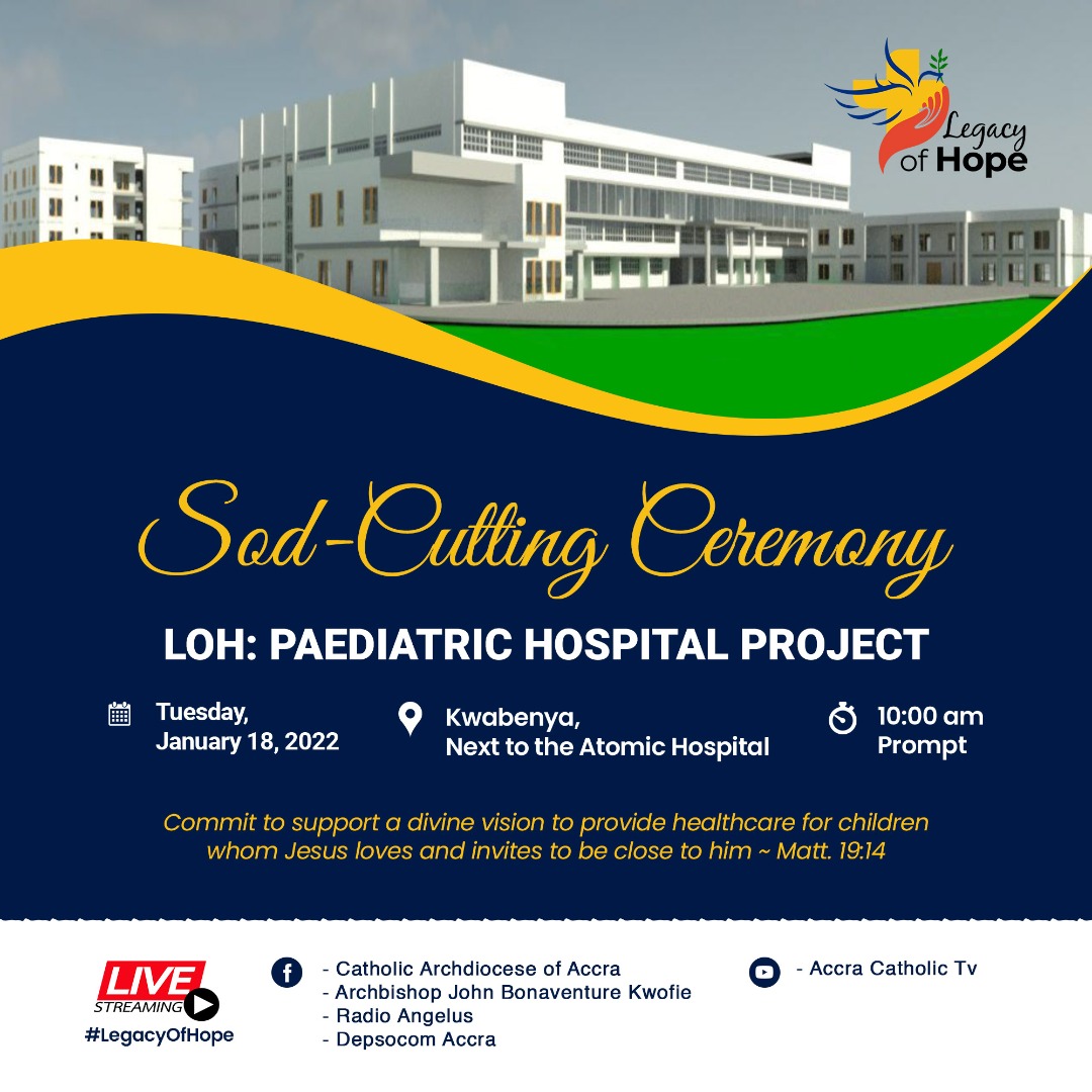The Catholic Church in #Accra will cut the sod to begin project on the Children's Hospital. Let us join hands to support this worthy cause.
#Marshallans
#AriseCatholicFaithfuls
#legacyofhope