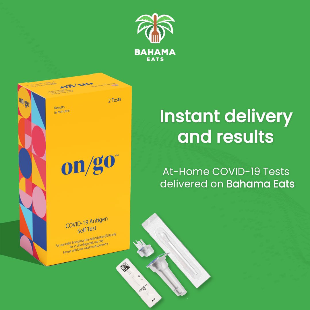 BahamaEats's tweet photo. Get your rapid antigen at-home test delivered to your door. Now available, exclusively on Bahama Eats. 

FDA authorized, 99% accurate and results within 10 minutes! https://t.co/cYBSMveKq1