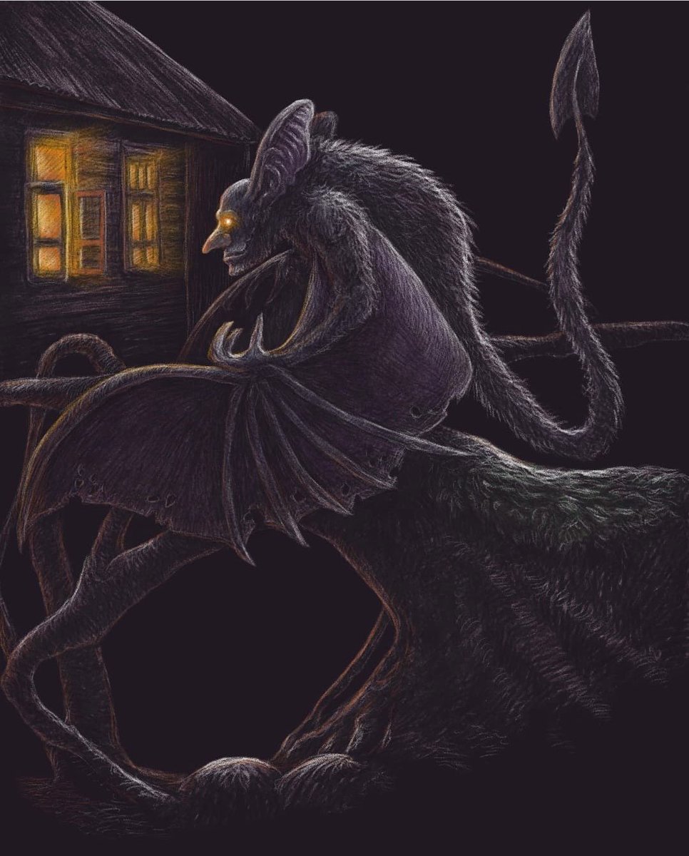 FinnFolklorist's tweet image. Načnica is a female night spirit in Belarusian mythology who loves to sneak into house and scare children. After death women who did not a have a child through a curse can be turned into Načnica, Protection against  Načnica is to place a rag doll in every window. #MythologyMonday