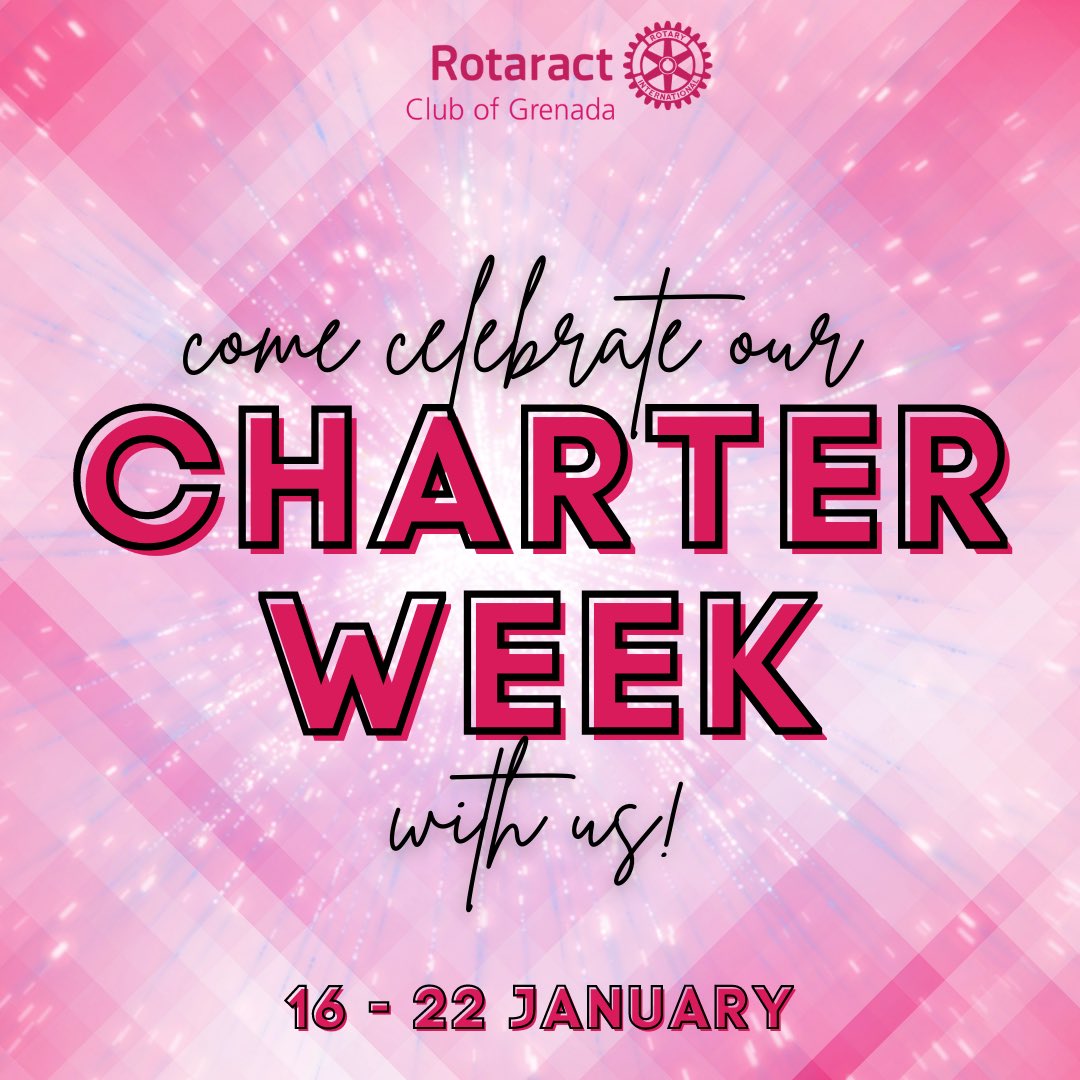 rotaractgrenada's tweet photo. It’s our charter week! ⚙️🥳 We invite all our followers to join us for a week of celebration and recognition. Stay tuned!
#rotaractgrenada #charterweek #rotaryinternational #servetochangelives #rotaractcharterweek #district7030 #mixupandblend #makeeveryexperiencecount https://t.co/bgQ9oGuJBb