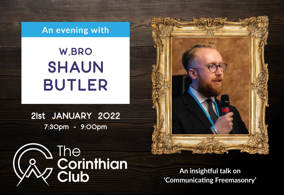 Don't miss out on our first virtual event of 2022 this Friday and we are delighted to have Shaun Butler from UGLE join us.

A great way to connect with other Light Blues and this event is open to non masons too.  So why not join us on Friday?

Register on the Stack TeamApp.