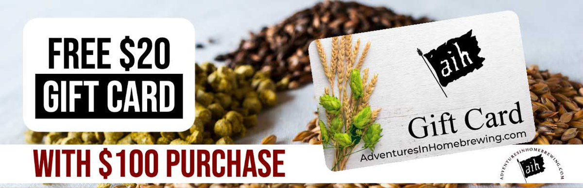 Free $20 Gift Cert on Orders $100+

This Week Only!

bit.ly/AIHhomepage

#AIH #Homebrewing