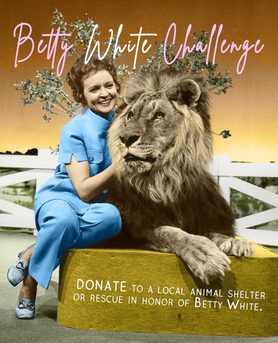Today would have been Betty White's 100th birthday. Help continue her legacy as a lifelong animal lover &amp; advocate by DONATING to a animal shelter or rescue in her honor.💕🐾
#bettywhite #bettywhitechallenge #animallover #animalrights #animaladvocate #createchange #donate #bekind