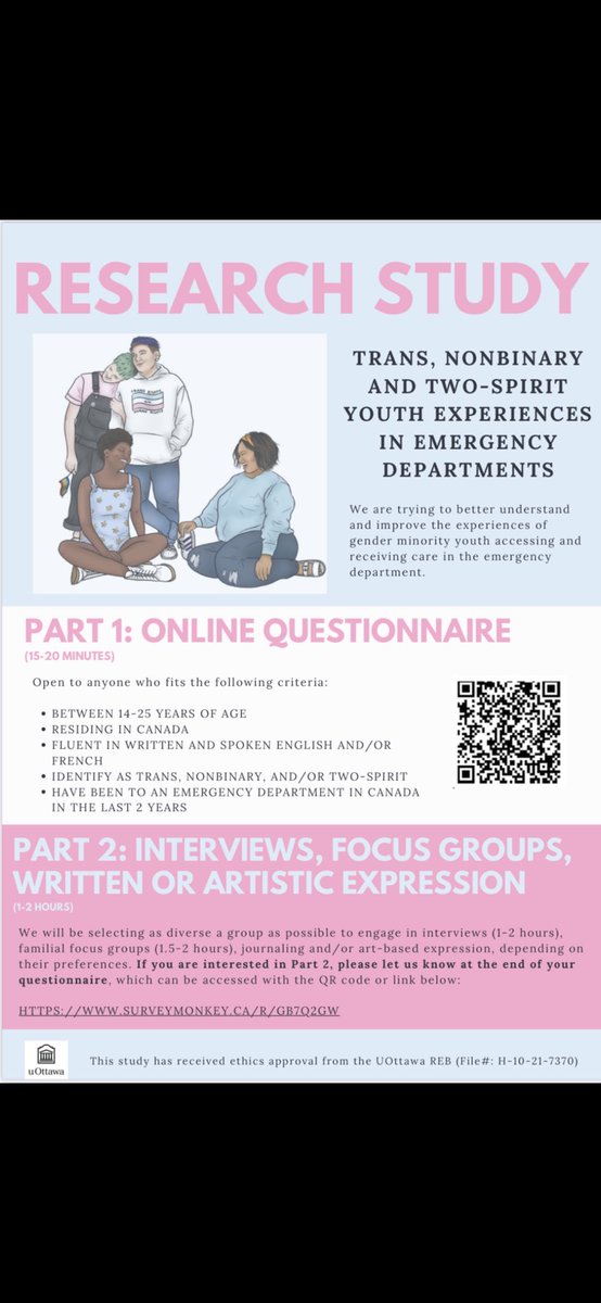 SLightfootRN's tweet photo. 🏳️‍⚧️Study recruitment:

We are recruiting trans, nonbinary, and Two-spirit youth for a community-based participatory action research study about their experiences in the emergency department! 

See posters below for more information: https://t.co/V81uin4Ekz