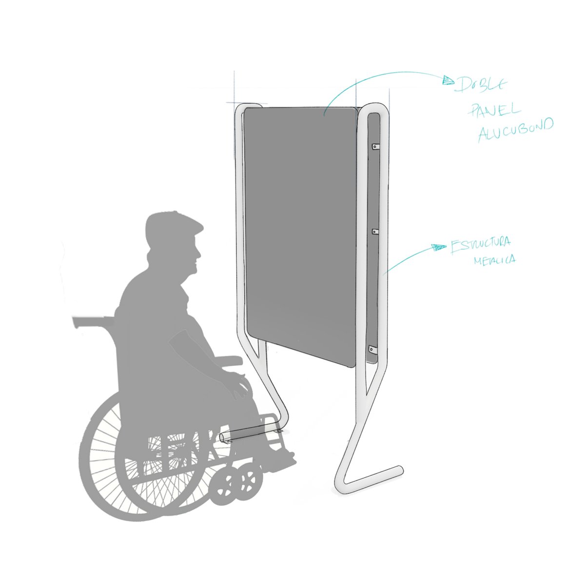 Mobiliario urbano #inclusivo, la forma de asegurar que todos los #usuarios tendrán acceso a tu información o campañas de impacto. 

#productdesign #sketch #urban