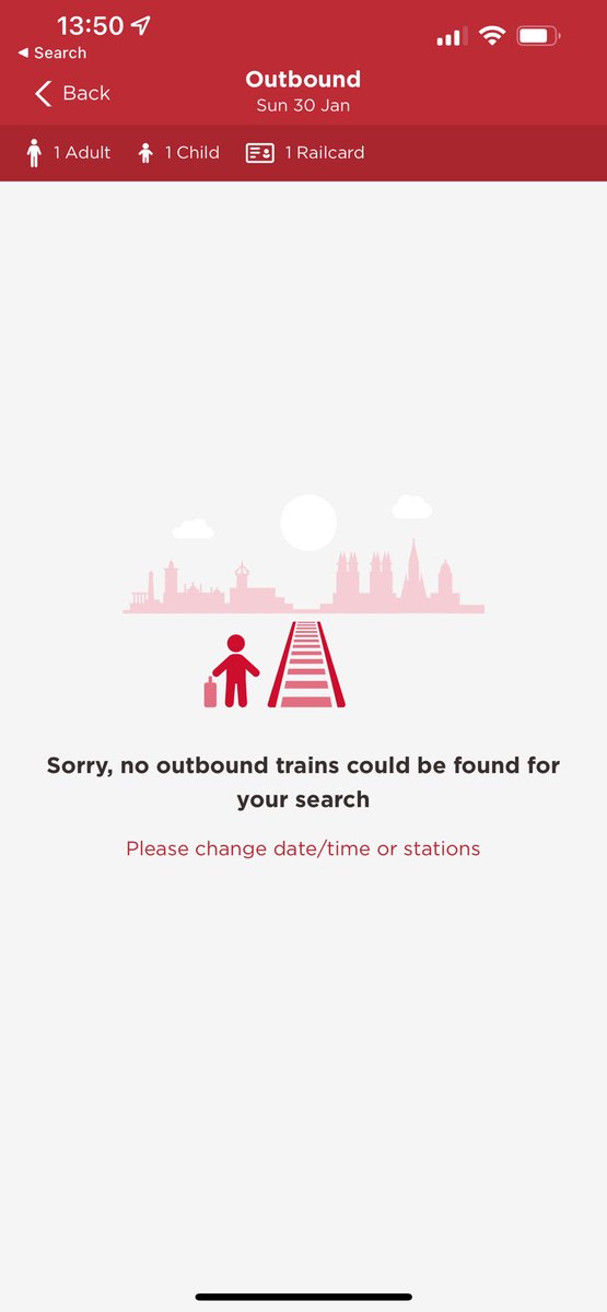 sharonreid's tweet photo. @LNER I get the above notification on app and on 2 different browsers. If I change to 29th or 31st it displays trains but not for 30th. https://t.co/cgHKHBadsb